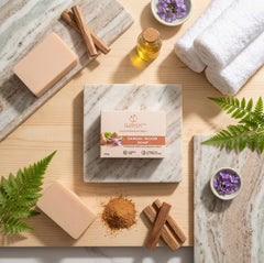 ILIKAM Glow Bath Bar sandalwood soap with towels, sandalwood and bath accessories