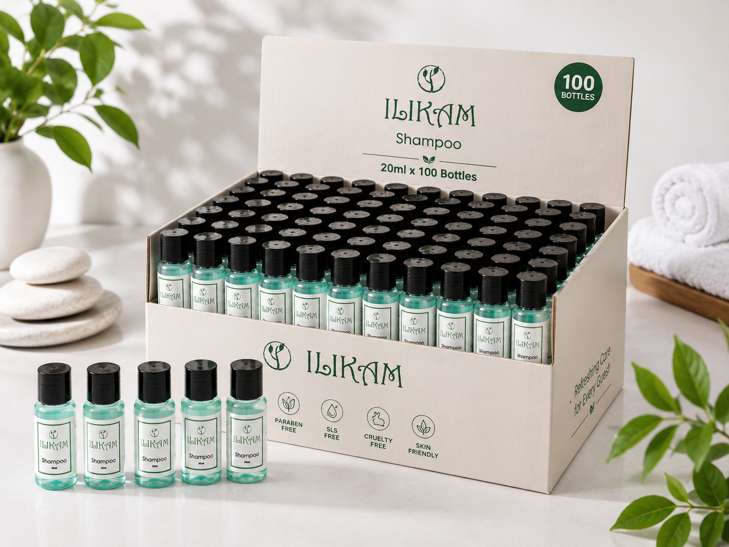20 ml Shampoo Bottle Kit (Pack of 100 Pieces)